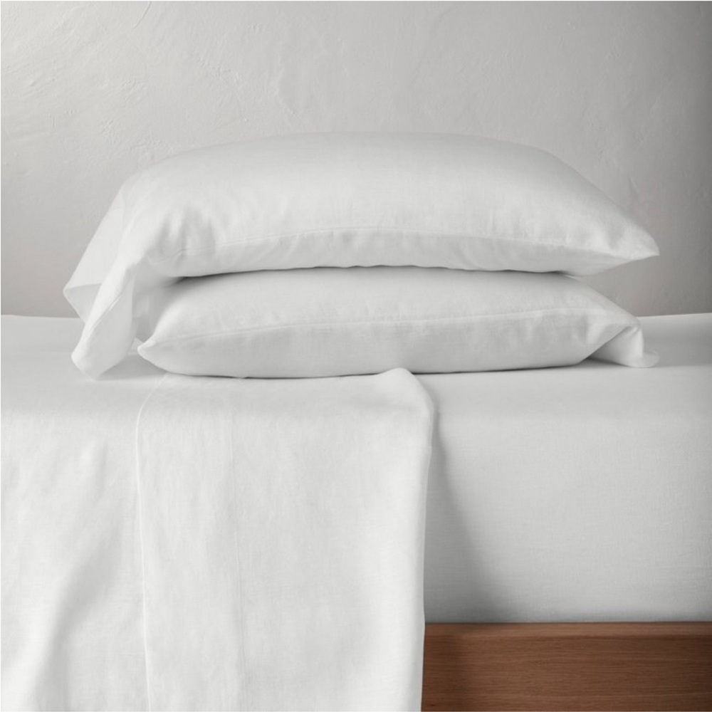 CASALUNA NEW 100% washed hemp solid sheet set -white -full